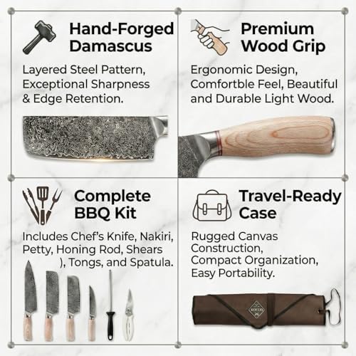 KOFERY Butcher Knife Set in Damascus Steel for Grill & Pit Masters - Image 6