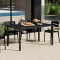 Costaelm Outdoor Dining Table for 6, Rectangular Metal Patio Table, 6-Person Weather Resistant Steel Slat Table for Lawn Garden Backyard, Black by Costaelm