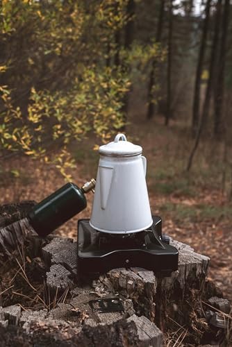 Stansport Enamel Percolator Coffee Pot & 4 Mug Set (11230-03), White - Image 3