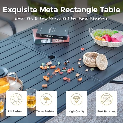 MIXPATIO 7pc Patio Dining Set, 67" Rectangular Table, Textilene Chairs - Image 2