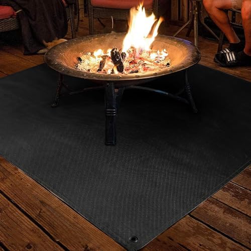 Fire Pit Mat, 37.8"x 39.4" Fireproof Blanket for Under Fire Pit, Black - Image 4