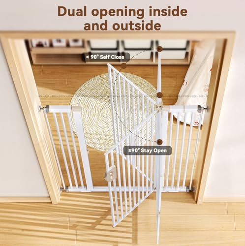Fldofaves Extra Tall Pet Gate, 57" Cat Gate for Doorway, Pressure Mounted Auto Close Dog Gate, Ultra Narrow Bar Spacing No Drill Gate for Stairs, Doorways, Hallways, Fits 29.5"-43" Openings - Image 6