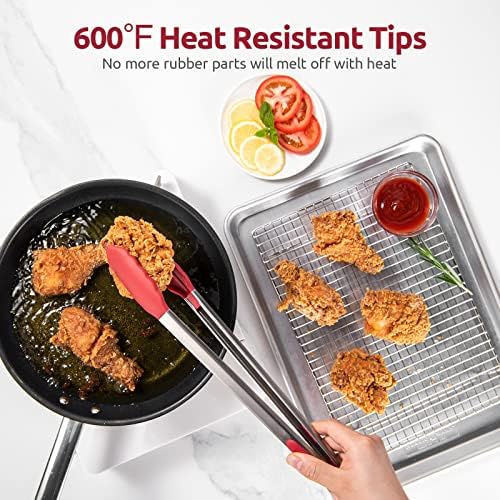 U-Taste Kitchen Tong for Cooking, 600ºF Heat-Resistant Silicone, 16in/Red - Image 3