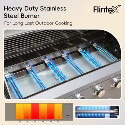 Flintex 6-Burner Gas Grill & Griddle with Side Burner, 859 sq.in Dual Fuel - Image 6