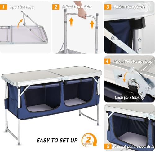 Outvita 2.3ft Portable Folding Camping Table Lightweight Suitcase White - Image 7