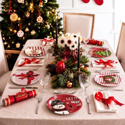 Rtteri 100 Pcs Christmas Paper Plates Disposable 9 Inch Santa Dinner Plate - Image 5
