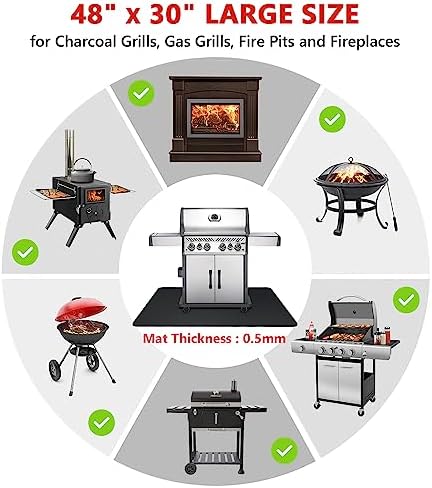 Protebox 48 x 30 inch Under Grill Mats for Outdoor Grill, Double-Sided Fireproof Deck and Patio Protector Mat, BBQ Mat for Under BBQ, Waterproof Oil-Proof Grill Floor Pads Fire Pit Mat Fireplace Mat - Image 5