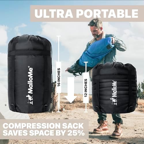 MalloMe Sleeping Bags for Adults Cold Weather & Warm - Backpacking Camping Sleeping Bag for Kids 10-12, Girls, Boys - Lightweight Compact Camping Essentials Gear Accessories Hiking Sleep Must Haves - Image 4