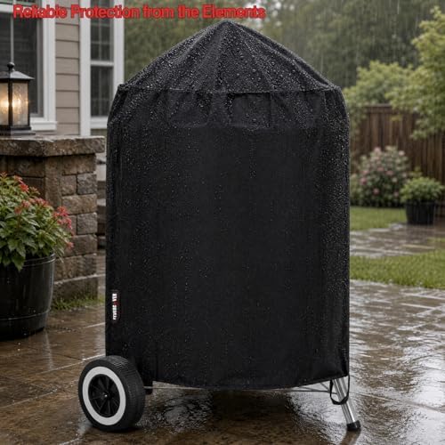 Grill Cover for Weber Kettle Charcoal 22 Inch, Heavy Duty Waterproof BBQ Grill Covers Fade Resistant - Image 3