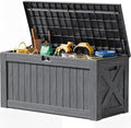 JUMMICO 120 Gallon Resin Deck Box, Large Outdoor Storage Box Waterproof by JUMMICO