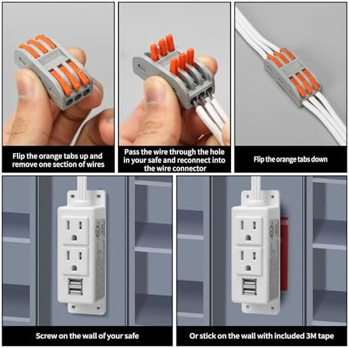 Gun Safe Power Outlet Kit, Briidea Gun Safe Accessory Electrical Outlet with USB for Interior Dehumidifiers and Lights, White - Image 6