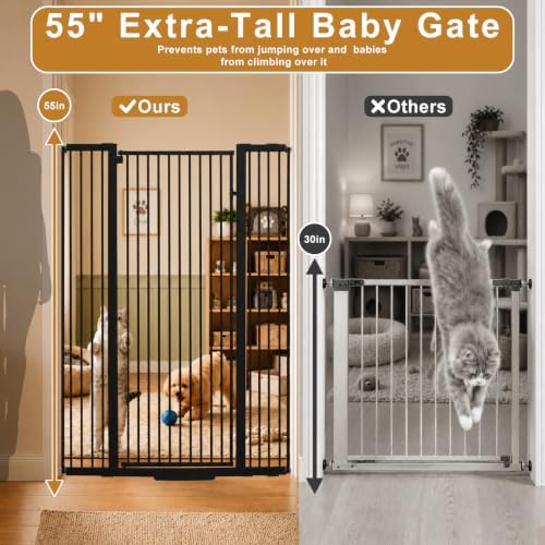 YZHDUXIU Extra Tall Cat Gate,Extra Wide Adjustable Gate(Black 55''T*48 ''W) - Image 2