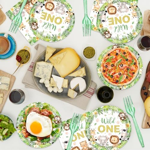 48pcs Wild One Party Decoration Set,16 Dessert plate,16 Napkin And 16 Fork,Safari Jungle Disposable tableware for 16 persons,Used for Boys First 1st Party Supplies - Image 5