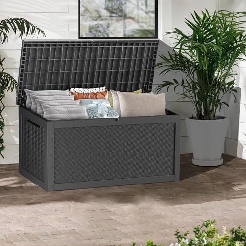 Outdoor Storage Box, 320 Gallon Waterproof Deck Box, Dual Gas-Spring Ultimate Resin Organizer for King Cushions, Heavy-Duty Lockable Estate Storage Bench, Backyard BBQ, Black - Image 4
