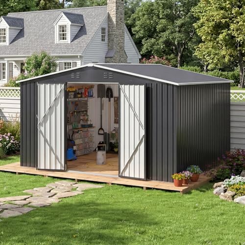 AirWire 10x12 FT Outdoor Storage Metal Shed for Backyard Garden Patio by AirWire
