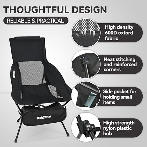 MARCHWAY Lightweight High Back Folding Camping Chair with Head Support - Image 5