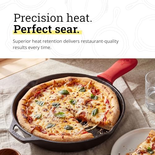 Lodge Pre-Seasoned Cast Iron Skillet with Silicone Handle Holder, 12 Inches - Image 5