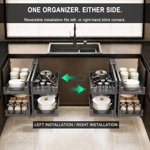 Blind Corner Cabinet Pull Out Organizer, 32" Cabinet, Soft Close - Image 4