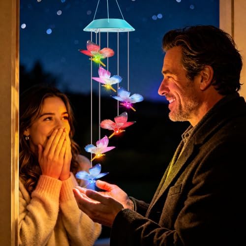 Toodour Solar Wind Chime, Color Changing LED Swaying Butterfly Wind Chimes - Image 3