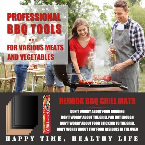 Set of 6 Grill Mats for Gas Grill, 3 Black 3 Copper - Image 2