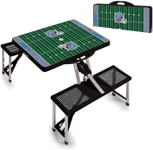 Detroit Lions – Picnic Table Portable Folding Table with Seats, (Black) - Image 5