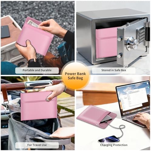 DocSafe Fireproof Document Bag (5200℉) with Fireproof Organizer Travel Case,Heat Insulated Fire＆Water Resistant 8 Layers Safe Money Bag Storage for Important Documents,Cash,Power Bank,Valuables,Pink - Image 6