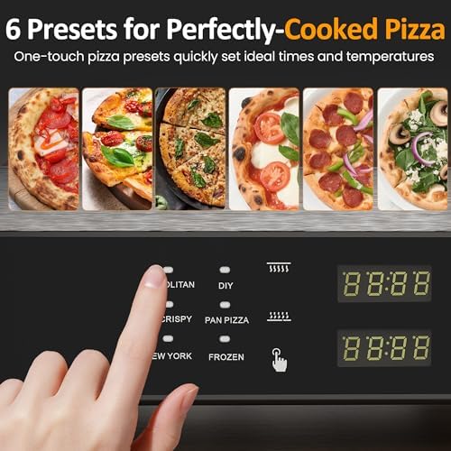 Pizza Oven Indoor Outdoor: Heats up to 750℉, Up to 12" Electric Countertop Pizza Maker with 6 Presets, Control Knob, Portable Pizza Cooker Warmer for Home, Camping, Pizza Stone, Pizza Peel - Image 3