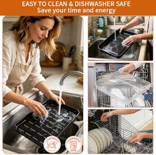 Air Fryer Accessories for Nuwave Bravo XL Pro Air Fryer Toaster Oven 30QT, Air Fryer Baking Pan Tray Basket Wire Rack Grill Racks Baking Tray Replacement Parts Set Kit - Image 5