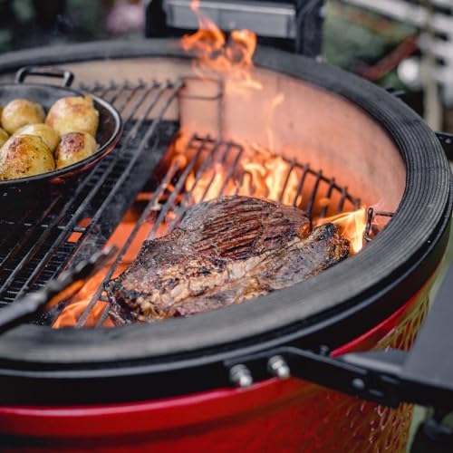 Kamado Joe Classic Joe Series II 18-inch Ceramic Charcoal Grill and Smoker with Cart, Side Shelves, Stainless Steel Grates and 250 Cooking Square Inches in Red, Model KJ-23RHC - Image 2