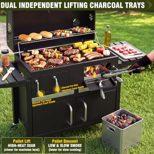 Bestfire 63" Oversized Charcoal Grill with Smoker, Large Outdoor BBQ - Image 4