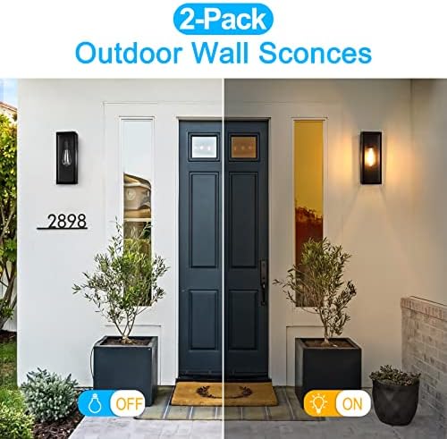 VerRon Outdoor Black Wall Light Fixtures, Modern Exterior Wall Lanterns - Image 5