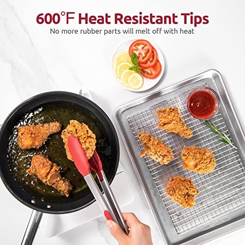 U-Taste Kitchen Tong for Cooking, 600ºF Heat-Resistant Silicone, 2Pcs/Red - Image 3