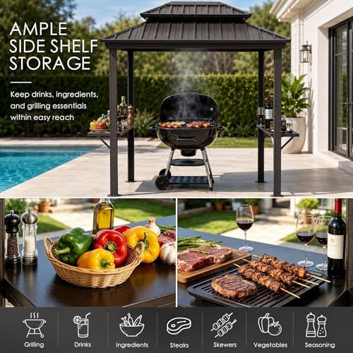 Kozyard 6' x 8' BBQ Hardtop Grill Gazebo, Outdoor Grill Shelter - Image 4