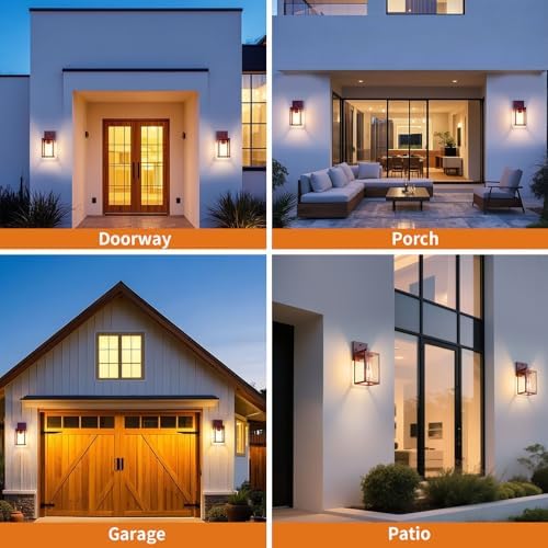 2 Pack Oil Rubbed Bronze Dusk to Dawn Outdoor Lantern Lamp Wall Mount, Sensor Exterior Lighting Fixtures, Outside Porch Lights for House, Waterproof Wall Sconce Lights, Coach Light for Garage Entryway - Image 7