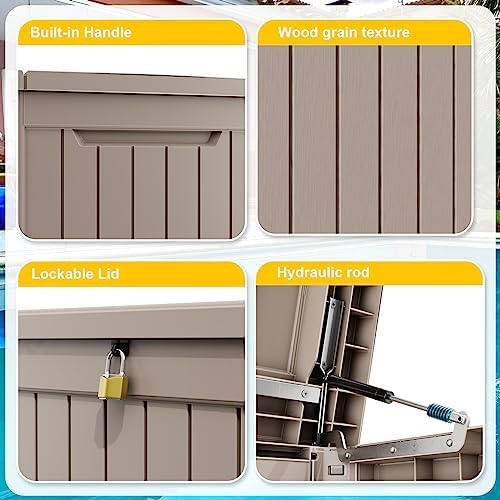 PatioZen 281 Gallon Large Resin Deck Box, Lockable Outdoor Storage Box for Patio Cushions Storage Furniture,Garden Tools, Pool Supplies, Weatherproof and UV Resistant (Grey) - Image 3