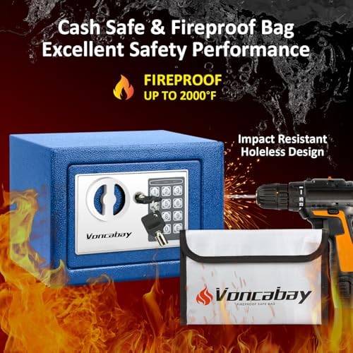 Voncabay Money Safe Box for Home with Digital Keypad, 0.23 Cu. Ft., Blue - Image 5