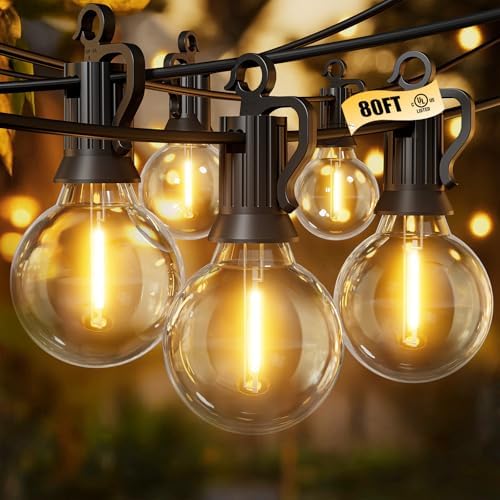 Outdoor String Lights, 80FT 40+2 G40 Bulbs Shatterproof Patio Lights by Brightown