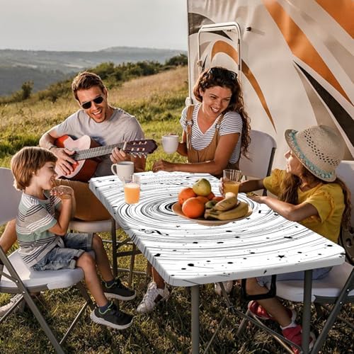 Picnic Table Cover with Bench Covers Camping Essentials Abstract Art Cosmic Vortex Pattern Waterproof Oilproof Fitted Camping Tablecloth Cover with Elastic Edge for Indoor Outdoor 3 PCS 30x96 Inch - Image 2