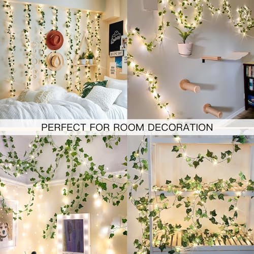 suddus 33FT 100 LED Ivy Vine with Fairy Lights Plug in Clear Wire - Image 2