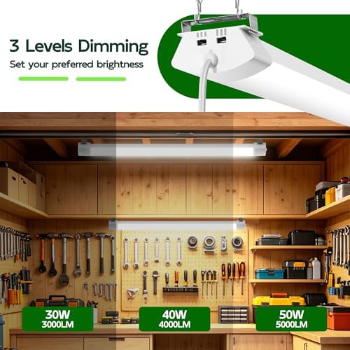 Hlite 4FT LED Shop Light with Power Cord 5000LM,3 Power Level&3CCT,6 Pack - Image 4