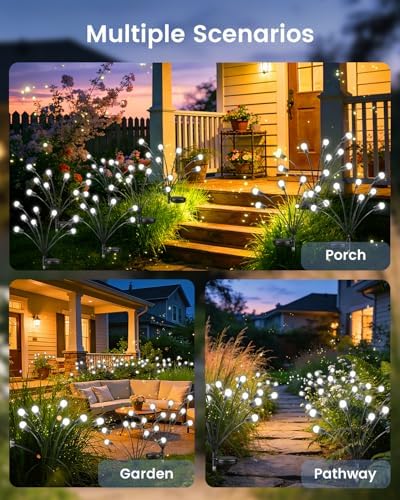 OZS 8 Pack 64 LED Solar Garden Lights, Solar Firefly Lights Outdoor - Image 7