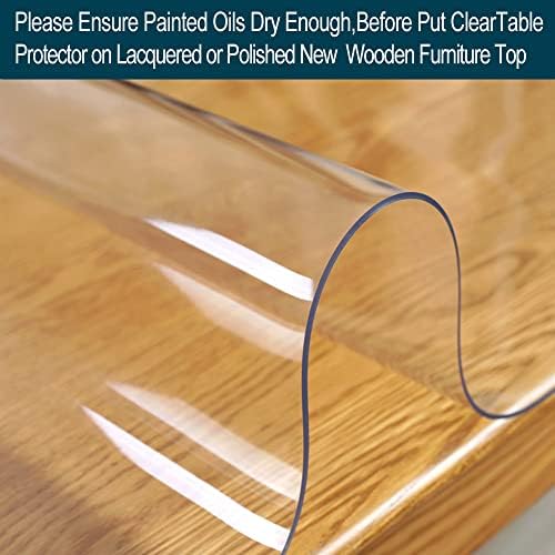 Wadrac 39x72 Inch Clear Table Cover Protector, 1.5mm Thick Custom PVC Table Cover Tablecloth Sheet Plastic Desk Pad Mat Waterproof Vinyl Table Top Protector for Kitchen Coffee Table Writing Desk - Image 3