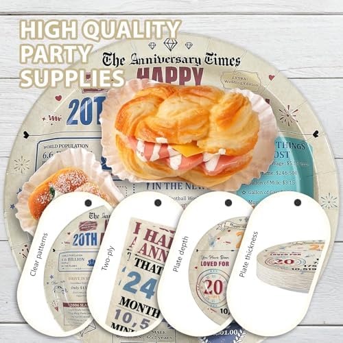 96Pcs Retro 20th Anniversary Party Decorations, Serves 24 - Image 6