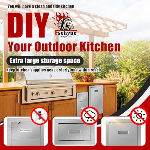 Outdoor Kitchen Triple Layer Drawer 15'' W x 25.4'' H x 19'' D Flush Mount BBQ Access Drawers Stainless Steel BBQ Island Drawers with Handle Suitable for Outdoor Kitchen Island Grill Station - Image 6