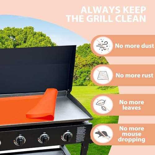 28 Inch Silicone Griddle Cover for Blackstone Grill Top, Orange - Image 3