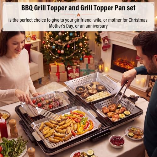 Grill Accessories Outdoor Grill Baskets Topper Trays, 4 Pack - Image 6