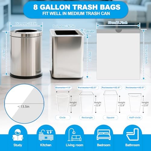 90 Ct 8 Gallon Medium Trash Bags Drawstring, Unscented, 1.5 Mil - Image 2