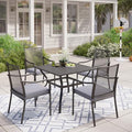 MIXPATIO 5pc Patio Dining Set, 37" Square Metal Table, 4 Chairs, Black by MIXPATIO