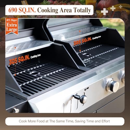 Sophia & William Charcoal and Gas Grill Combo with Side Burner, Dual Fuel - Image 3