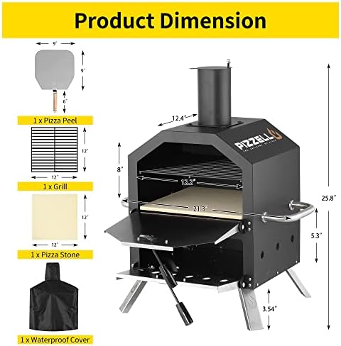 PIZZELLO 26"H Outdoor Wood Fired Pizza Oven, 2-Layer Pizza Maker - Image 6